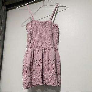 Pink lace babydoll style ruched tank